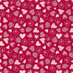 Seamless pattern doodle hearts. Trendy print for packaging design, fabric, textiles, covers, stickers, sublimations. Valentine's day, love, wedding