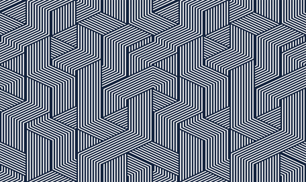 3D dimensional lined cubes seamless pattern, geometric endless texture with lines and boxes, architecture theme, black and white graphic design background image.