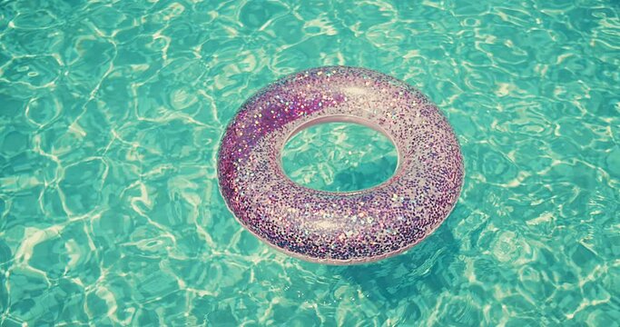 Inflatable ring for swimming pool, Pink Swimming Ring Circle pool Floats Colorful Glitter Swim Rubber Ring Pool float Water Toys Girl. 