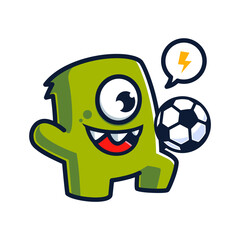Monster mascot playing soccer character concept illustration