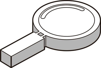 虫眼鏡　研究　実験　検索　アイソメトリック　立体　シンプル　モノクロ