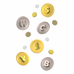 coin with symbol. Floating coins