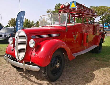Front of a classic historic Ford Fire Truck 