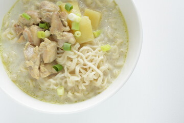 Thai fusion food, green curry ramen noodles