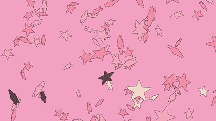 Toon pink star objects on pink background.
3DCG confetti illustration for background.