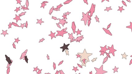 Toon pink star objects on white background.
3DCG confetti illustration for background.

