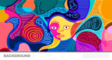 Abstract liquid shape. Fluid geometric design. Isolated gradient waves with geometric lines, dots, batik Indonesia pattern. Vector illustration.