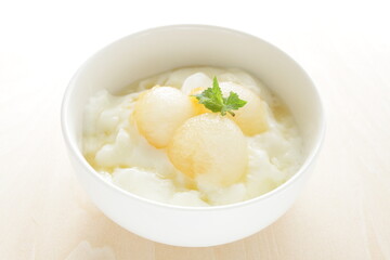 Japanese fruit, white melon ball for dessert image