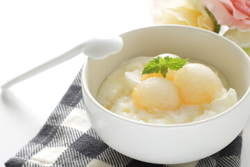 Japanese fruit, white melon ball for dessert image