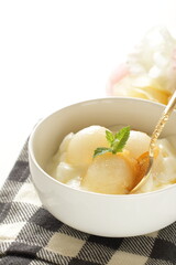 Japanese fruit, white melon ball for dessert image