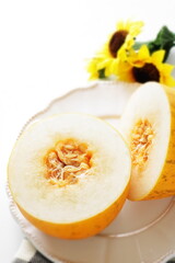 Japanese summer fruit, white melon for healthy food image