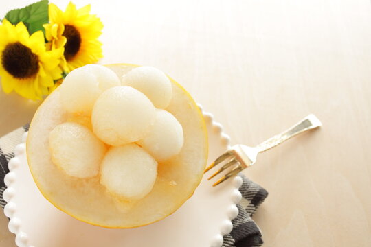 Japanese summer fruit, white melon for healthy food image