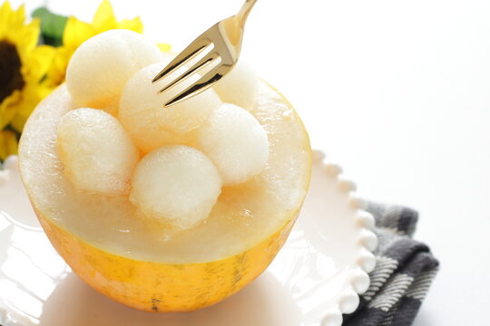 Japanese fruit, white melon ball for dessert image