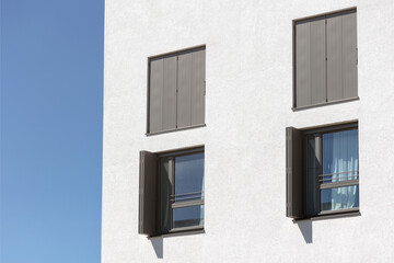 Fototapeta na wymiar External Blind, Sliding Shutter, Modern Shutter on Window of Modern Residential Building.