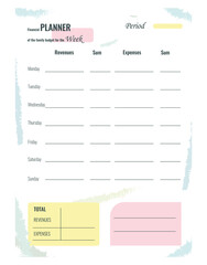 financial planner for family budget for the week