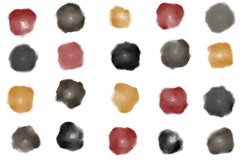 painted red, grey, black and gold bubbles, dots, circles background