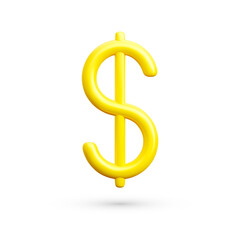 Obraz premium 3D realistic gold dollar sign. US dollar currency symbol isolated on white background. Vector illustration