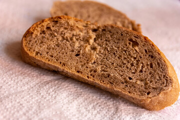 a piece of bread on a cloth