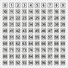 CHIFFRES 0 À 99 DANS CADRE NOIR SANS FOND