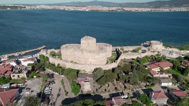 Kilitbahir Castle at Eceabat in Canakkale Turkey, aerial wiew