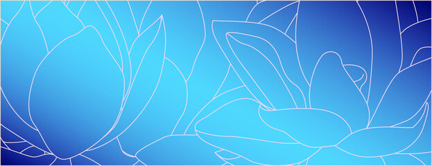 Abstract background with lotus flowers in blue tones for social media banner design.