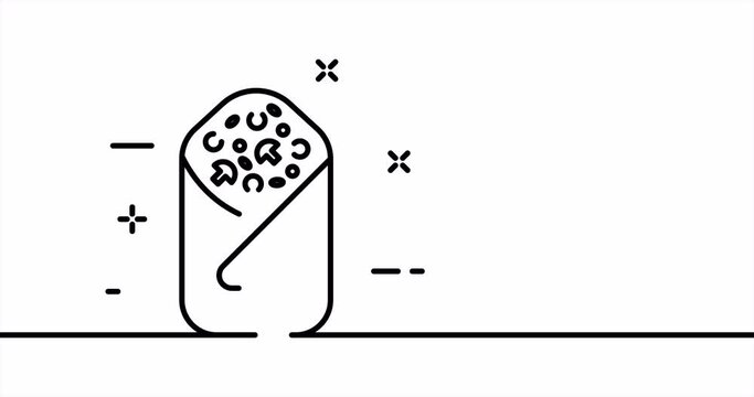 Shawarma. Eat, fast food, junk, tasty, delicious, calories, fat, products. Eating concept. One line drawing animation. Motion design. Animated technology logo. Video 4K