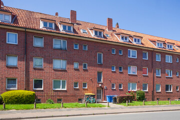Wohngebäude aus Backstein, Cuxhaven, Niedersachsen, Deutschland