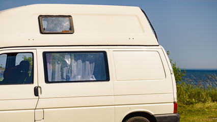Camper van camping on nature