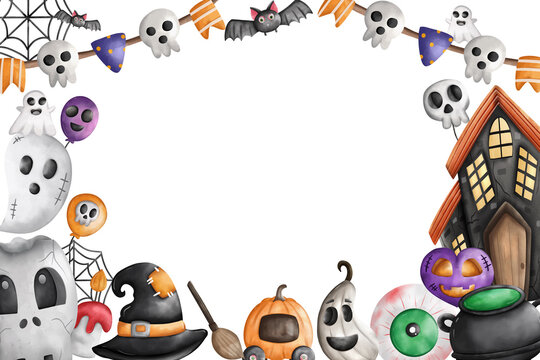 Happy Halloween Background with Halloween compositions. Vector Illustration. Background Halloween

