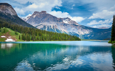 Beautiful Emerald Lake in Rocky Mountains, Yoho National Park, British Columbia, Canada