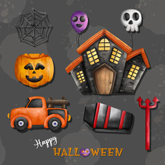 Obraz premium Happy Halloween. Halloween decorations. Ghost house. Horror Halloween...