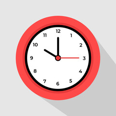 vector illustration of a red wall clock showing 10 o'clock