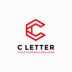 C Letter hexagon logo vector image