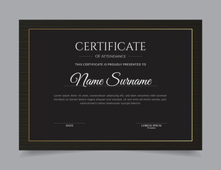 Modern Certificate Template Vector Design Layout for Print, Elegant Blank Certificate for  Diploma, Graduation, Achievement, Award, Attendance, Abstract Vector Illustration
