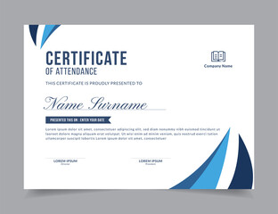 Modern Certificate Template Vector Design Layout for Print, Elegant Blank Certificate for Diploma, Graduation, Achievement, Award, Attendance, Abstract Vector Illustration