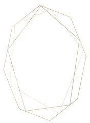 Golden polygonal frame hand drawn in watercolor isolated on a white background.	