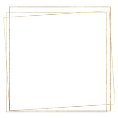 Golden square frame hand drawn in watercolor isolated on a white background.	