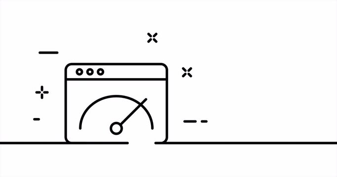 Baud rate measurement. Speed test, information, online. Website window. Internet concept. One line drawing animation. Motion design. Animated technology logo. Video 4K