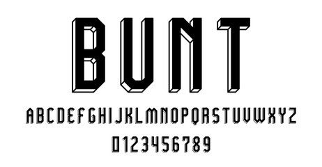 Set of alphabets font letters and numbers modern abstract design with 3D concept vector illustration