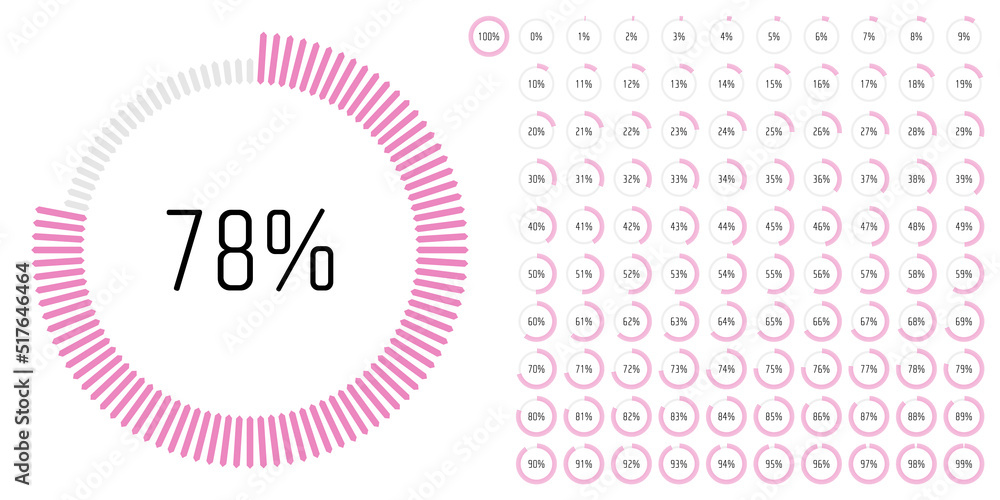 Poster set of circle percentage diagrams meters from 0 to 100 ready-to-use for web design, user interface u