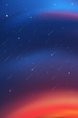 Fototapeta premium Night Sky with Stars Shining and Comet falling, Landscape Dramatic sky in dark Blue color,Beautiful Panoramic view of Dusk Sky and Twilight,Vertical Vector illustration Natural background,Romantic Sky