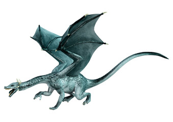3D Rendering Fairy Tale Dragon on White
