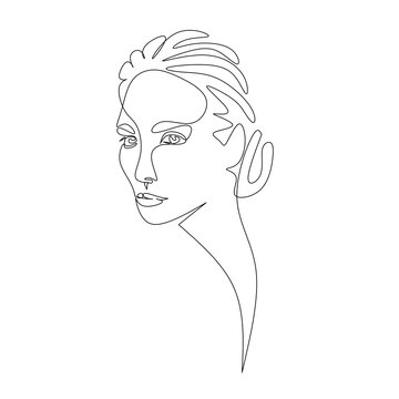 Vector illustration of woman portrait in sti line art