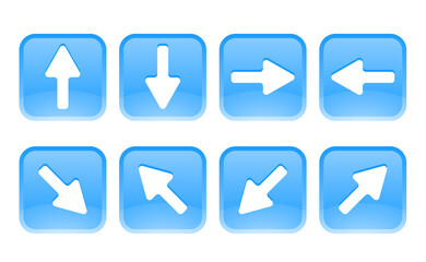 四角いボタン風の矢印のベクター素材セット
