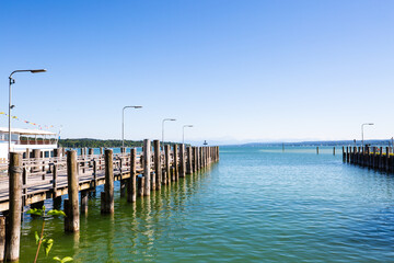 Fototapeta na wymiar Jetty at the Ammersee, summer time