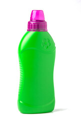 green plastic bottle of detergent isolated on white background. Object with Clipping Paths