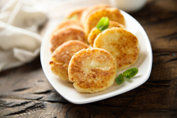 Traditional homemade cottage cheese cakes
