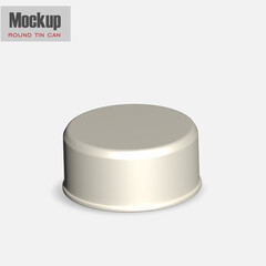 Gray metallic round tin can with pull tab. Hi-angle view. Photorealistic packaging mockup template. Contains an accurate mesh to wrap your artwork with the correct envelope distortionLow-profile matte