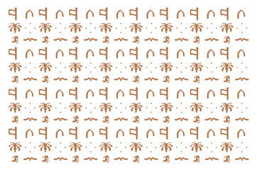 Motif and Pattern of Ancient Cave Drawing at Diriyah, Saudi Arabia. Vector Illustration.