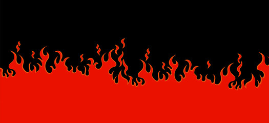 Black background with a bright red flame on the bottom. Vector illustration. Design for wallpapers, t-shirts, phone cases.